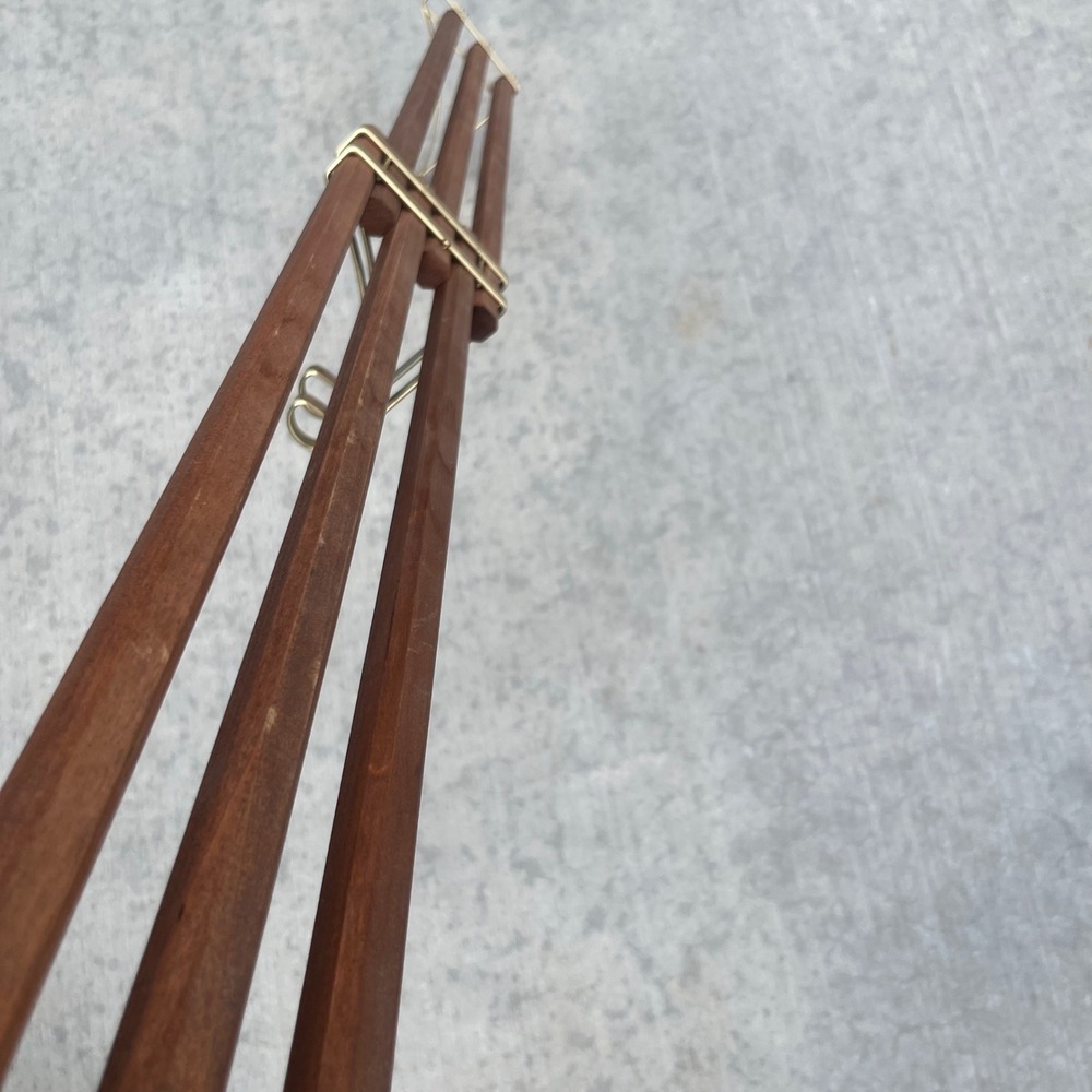 Vintage Mid Century Modern Adjustable Wood and Brass Wall Shelf 24-45 Inch Wide - Picture 3 of 12